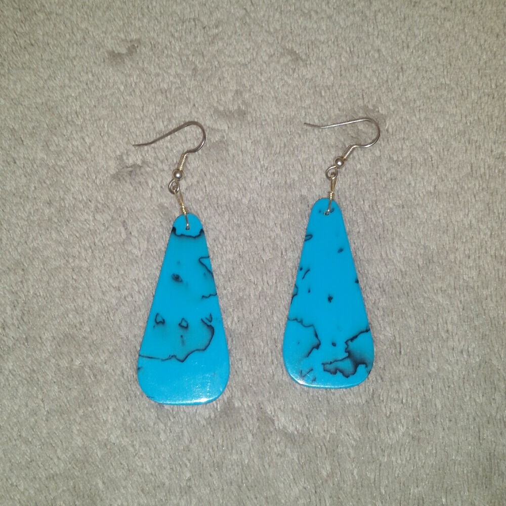 Turquoise slab earrings